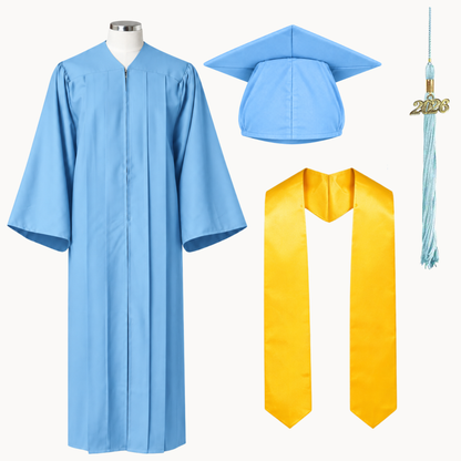 High School Graduation Cap, Gown, Tassel & Stole Package | Premium Matte Finish – 15 Colors