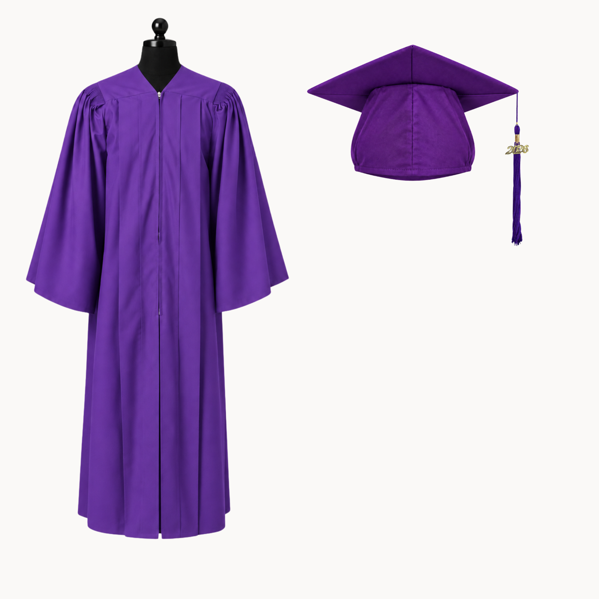 Premium Matte Fluted Bachelor Graduation Gown, Cap & Tassel