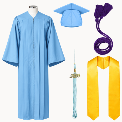 High School Graduation Cap, Gown, Tassel, Stole & Honor Cord Package | 15 Colors