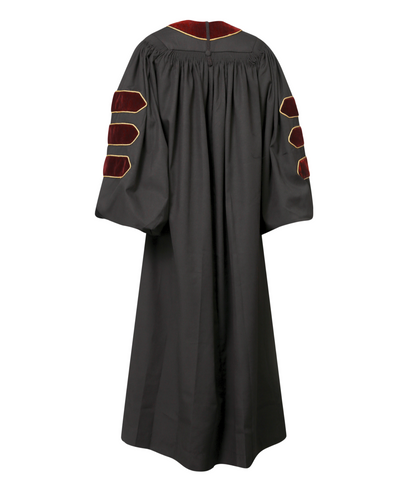 Super Deluxe Doctoral Academic Gown Only - Maroon with Gold Piping