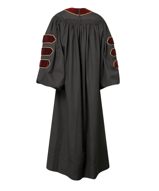 Super Deluxe Doctoral Gown Tam - Maroon Trim with Gold Piping