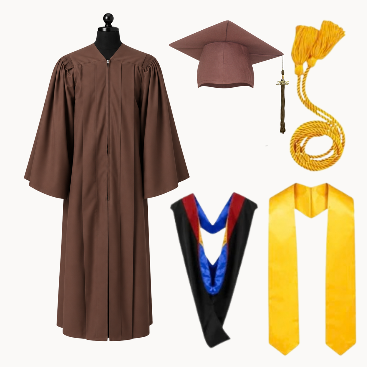 Premium Matte Fluted Bachelor Graduation Package | Gown, Cap, Tassel, Hood, Stole & Honor Cord