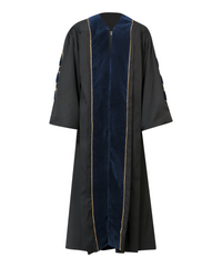 Super Deluxe Doctoral Academic Gown Only - Navy Blue with Gold Piping