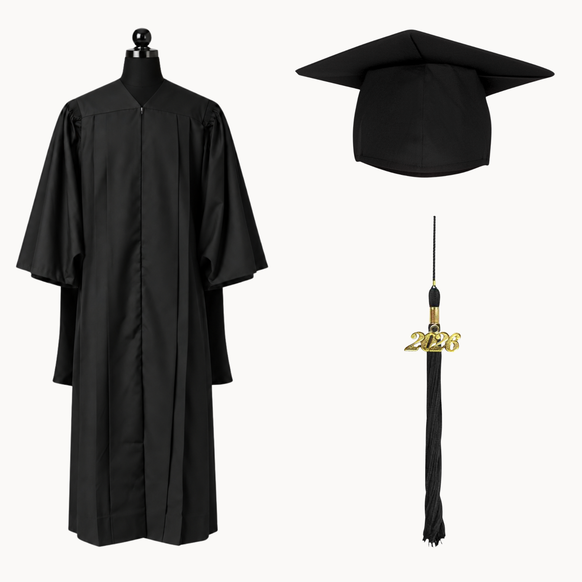Premium Matte Fluted Master Graduation Gown, Cap & Tassel Package