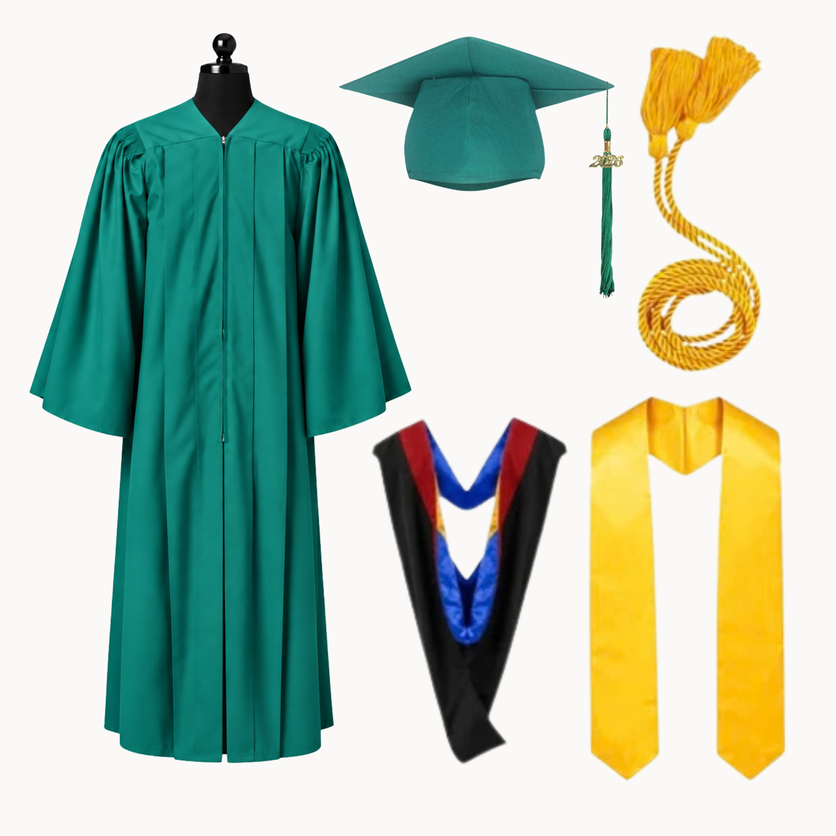 Premium Matte Fluted Bachelor Graduation Package | Gown, Cap, Tassel, Hood, Stole & Honor Cord