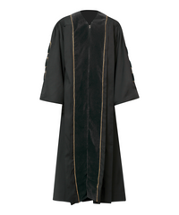 Super Deluxe Doctoral Academic Gown Only - Black with Gold Piping