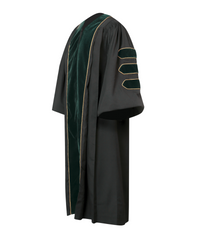 Super Deluxe Doctoral Academic Gown Only - Forest Green with Gold Piping