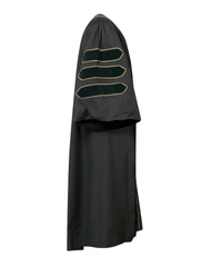 Super Deluxe Doctoral Gown Tam - Forest green Trim with Gold Piping