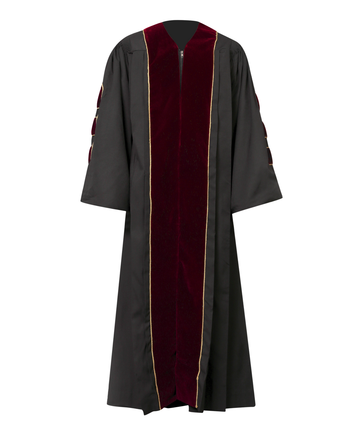 Super Deluxe Doctoral Academic Gown Only - Maroon with Gold Piping
