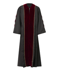 Super Deluxe Doctoral Academic Gown Only - Maroon with Gold Piping