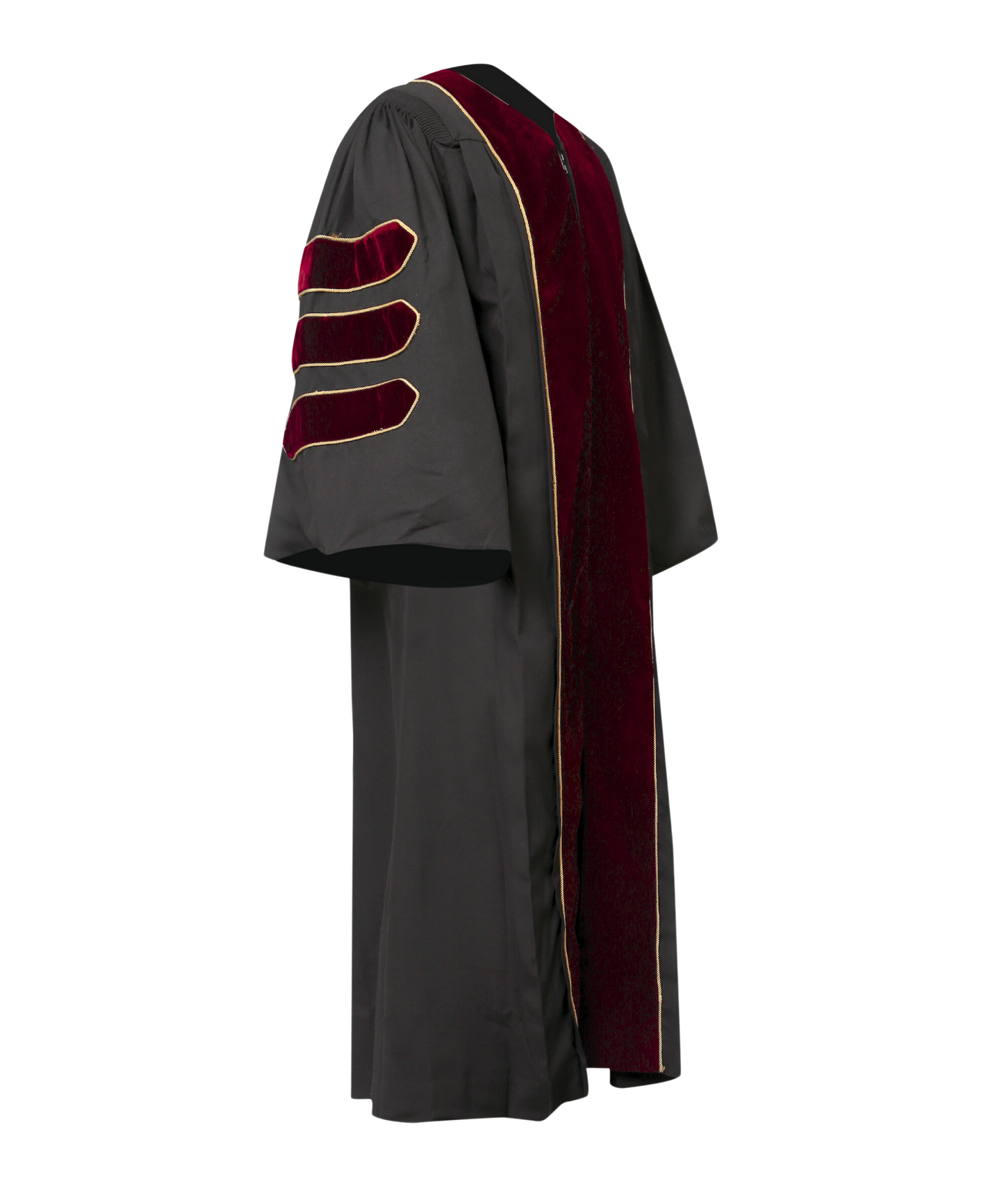Super Deluxe Doctoral Academic Gown Only - Maroon with Gold Piping
