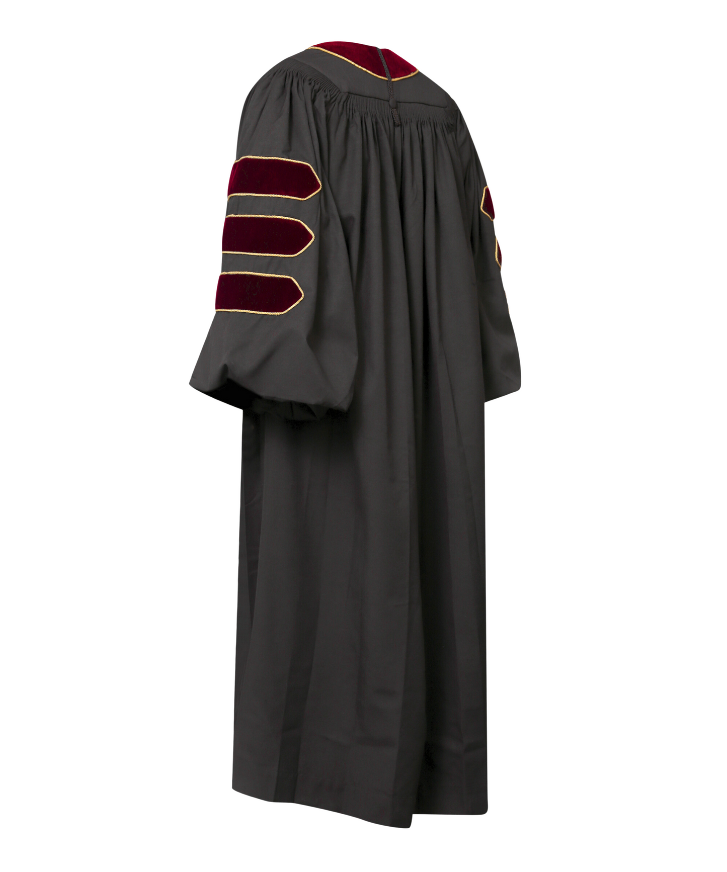 Super Deluxe Doctoral Academic Gown Only - Maroon with Gold Piping