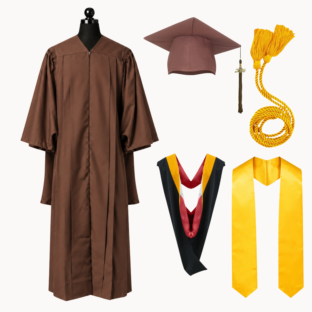 Premium Matte Fluted Master Graduation Package | Gown, Cap, Tassel, Hood, Stoles & Honor Cord