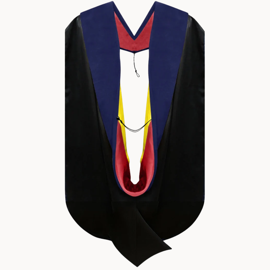 Phd Hood Dark Blue Velvet - Red & Gold