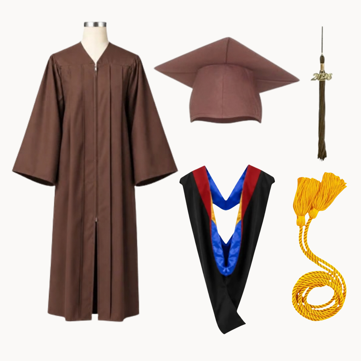 Classic Matte Gathered Bachelor Graduation Package | Gown, Cap, Tassel, Hood & Honor Cord