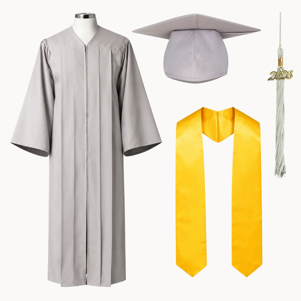 High School Graduation Cap, Gown, Tassel & Stole Package | Premium Matte Finish – 15 Colors