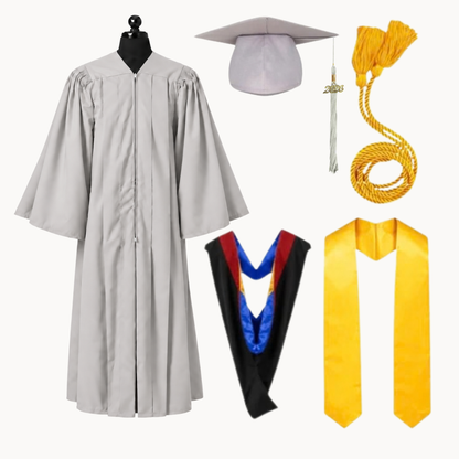 Premium Matte Fluted Bachelor Graduation Package | Gown, Cap, Tassel, Hood, Stole & Honor Cord