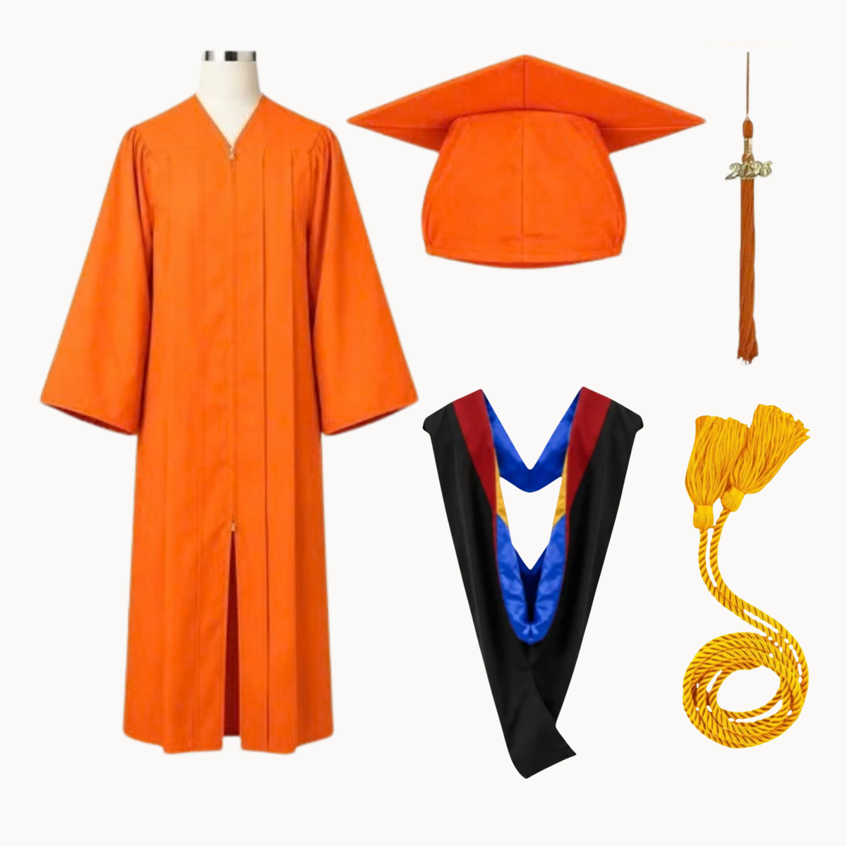 Classic Matte Gathered Bachelor Graduation Package | Gown, Cap, Tassel, Hood & Honor Cord