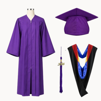 Classic Matte Gathered Bachelor Graduation Gown, Cap, Tassel & Hood Package