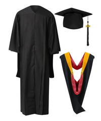 Premium Matte Fluted Master Graduation Gown Cap Tassel Hood Package