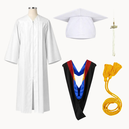 Classic Matte Gathered Bachelor Graduation Package | Gown, Cap, Tassel, Hood & Honor Cord