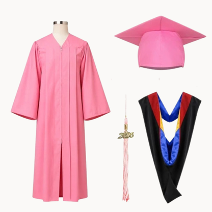 Classic Matte Gathered Bachelor Graduation Gown, Cap, Tassel & Hood Package
