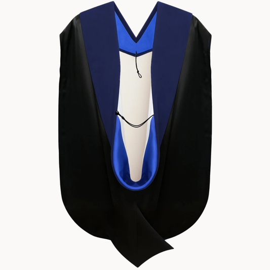 PhD Hood Dark Blue Velvet - Royal Blue & White