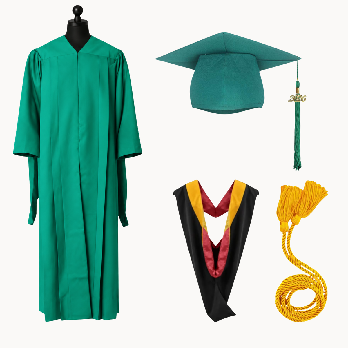 Classic Matte Gathered Master Graduation Package | Gown, Cap, Tassel, Hood & Honor Cord