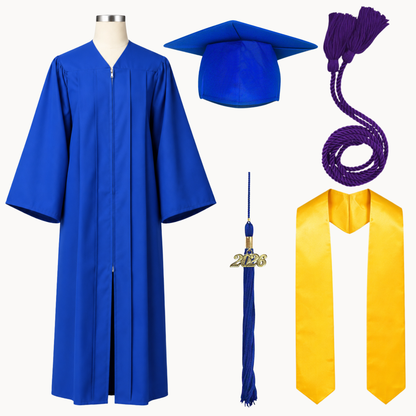 High School Graduation Cap, Gown, Tassel, Stole & Honor Cord Package | 15 Colors
