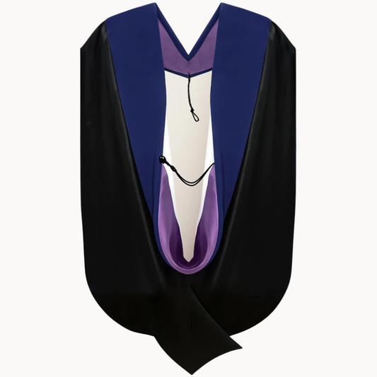 PhD Hood Dark Blue Velvet - Purple & White