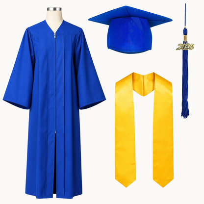 High School Graduation Cap, Gown, Tassel & Stole Package | Premium Matte Finish – 15 Colors