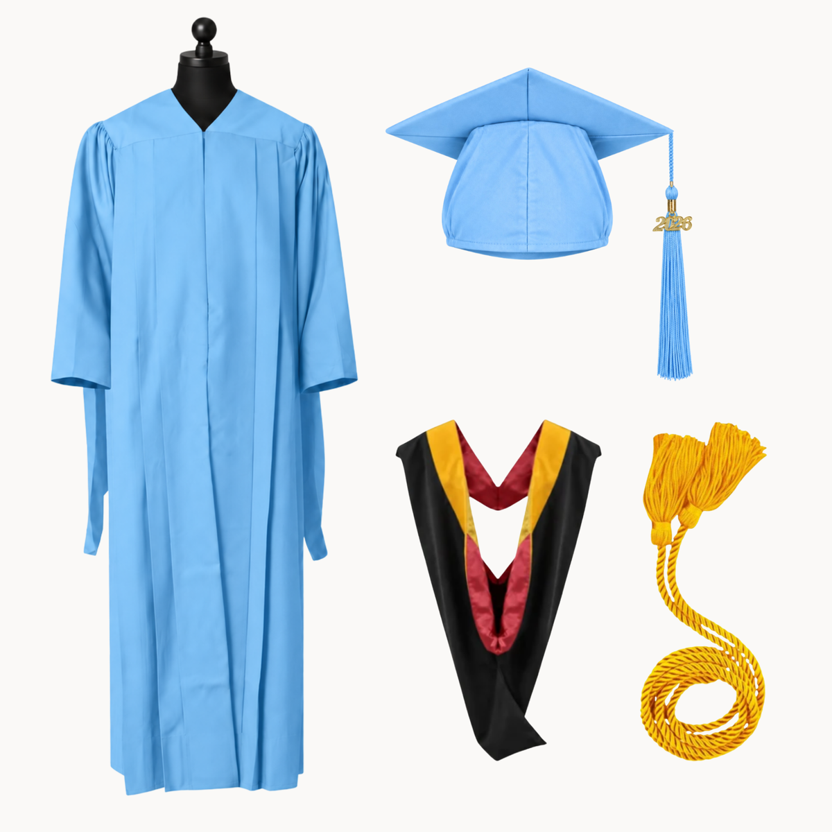 Classic Matte Gathered Master Graduation Package | Gown, Cap, Tassel, Hood & Honor Cord