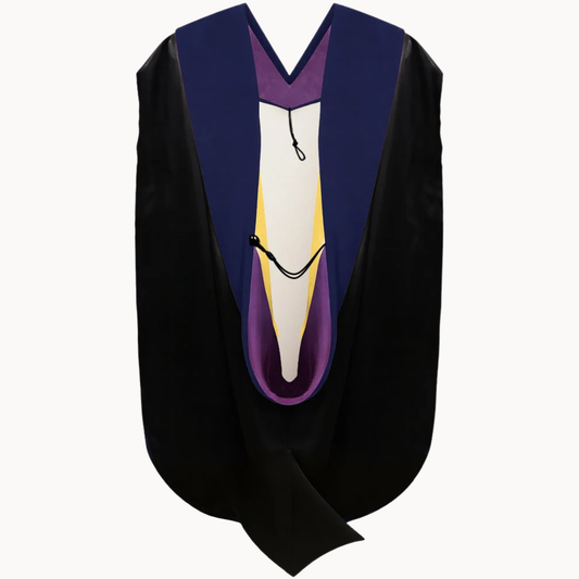 PhD Hood Dark Blue Velvet - Purple & Golden Yellow