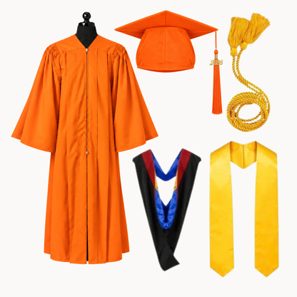 Premium Matte Fluted Bachelor Graduation Package | Gown, Cap, Tassel, Hood, Stole & Honor Cord