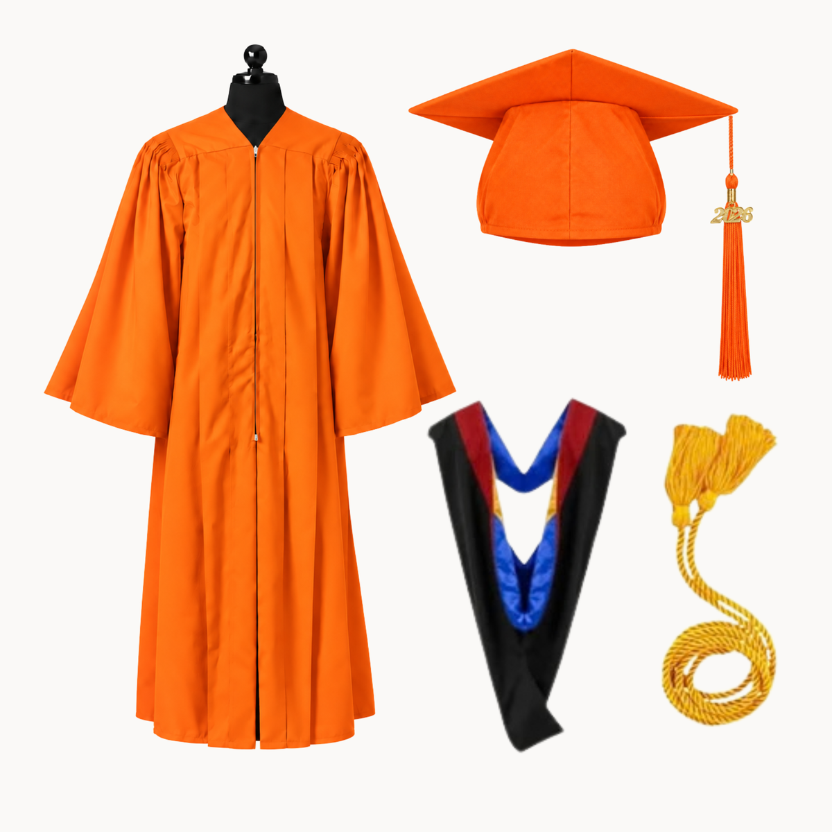 Premium Matte Fluted Bachelor Graduation Package | Gown, Cap, Tassel, Hood & Honor Cord