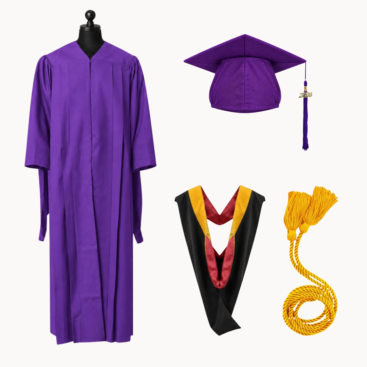 Classic Matte Gathered Master Graduation Package | Gown, Cap, Tassel, Hood & Honor Cord