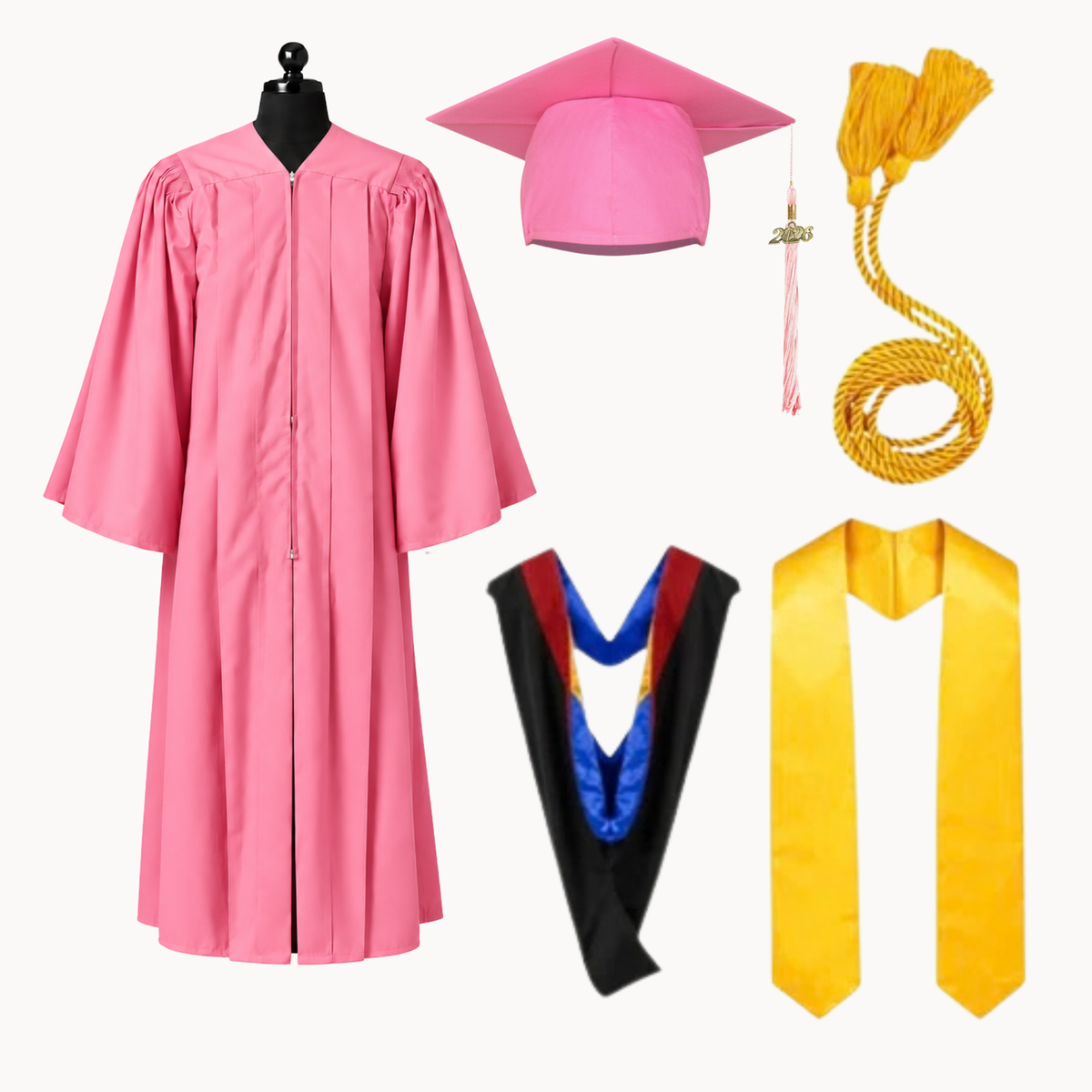Premium Matte Fluted Bachelor Graduation Package | Gown, Cap, Tassel, Hood, Stole & Honor Cord