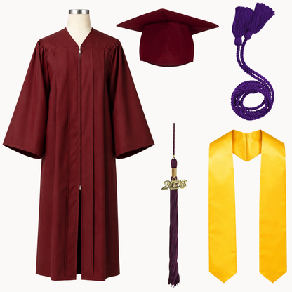 High School Graduation Cap, Gown, Tassel, Stole & Honor Cord Package | 15 Colors