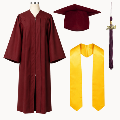 High School Graduation Cap, Gown, Tassel & Stole Package | Premium Matte Finish – 15 Colors