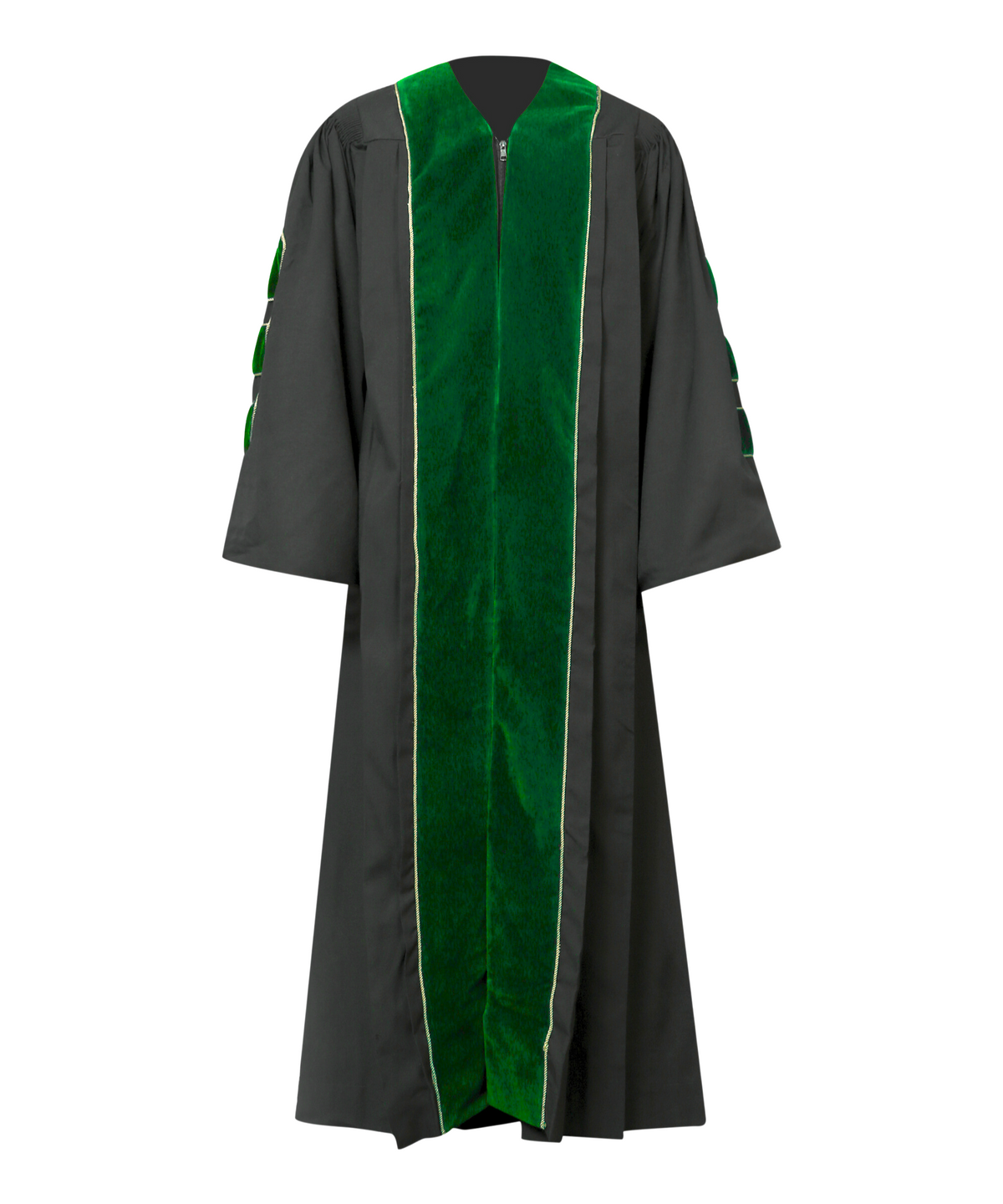 Super Deluxe Doctoral Academic Gown Only - Emerald green with Gold Piping