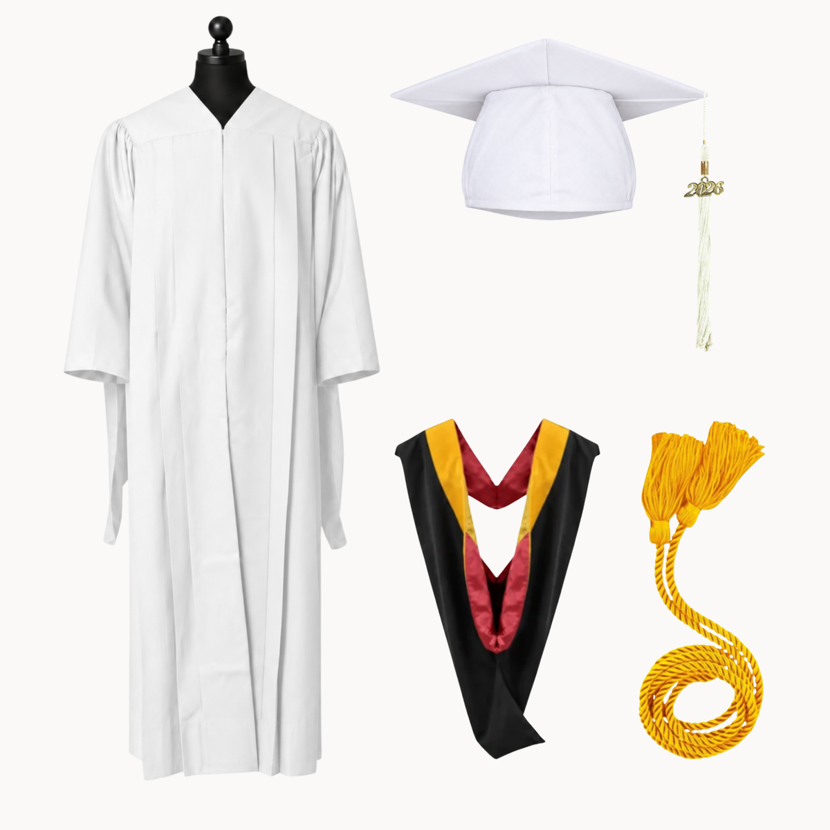 Classic Matte Gathered Master Graduation Package | Gown, Cap, Tassel, Hood & Honor Cord