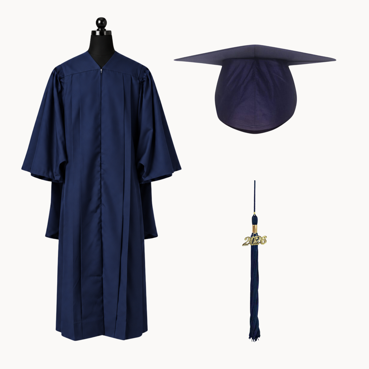 Premium Matte Fluted Master Graduation Gown, Cap & Tassel Package