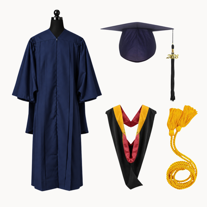 Premium Matte Fluted Master Graduation Package | Gown, Cap, Tassel, Hood & Honor Cord