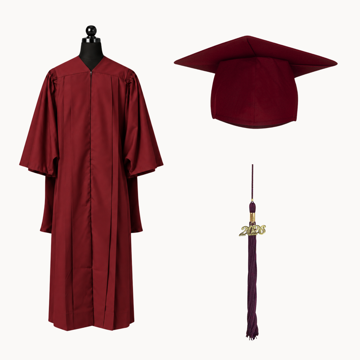 Premium Matte Fluted Master Graduation Gown, Cap & Tassel Package