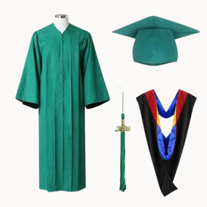 Classic Matte Gathered Bachelor Graduation Gown, Cap, Tassel & Hood Package