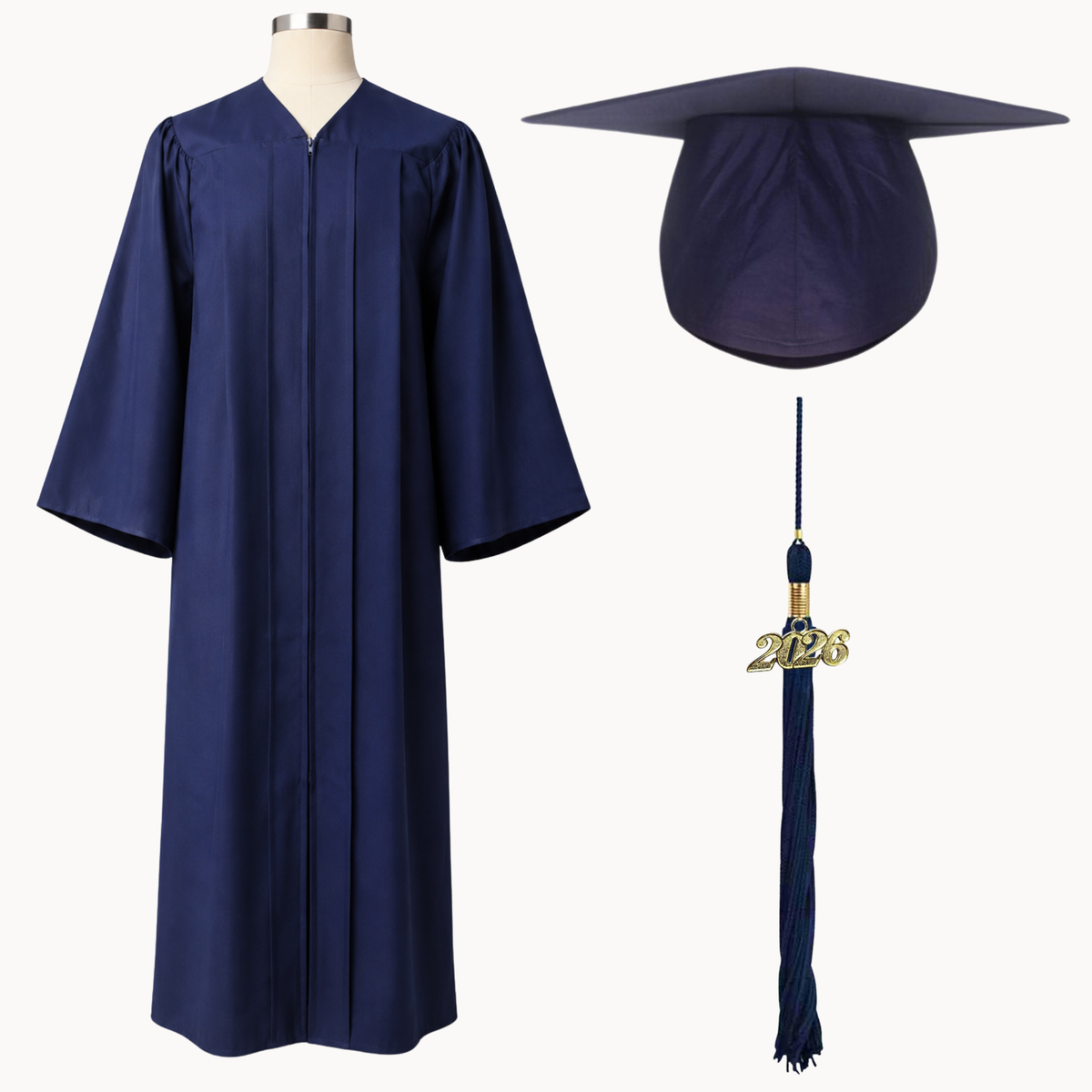 Classic Gathered Bachelor Graduation Gown, Cap & Tassel Package