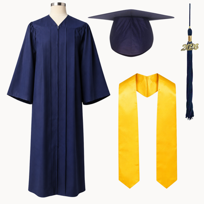High School Graduation Cap, Gown, Tassel & Stole Package | Premium Matte Finish – 15 Colors