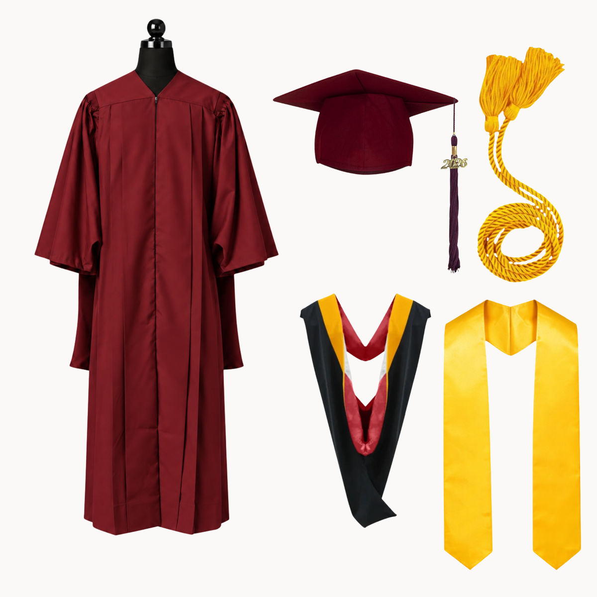 Premium Matte Fluted Master Graduation Package | Gown, Cap, Tassel, Hood, Stoles & Honor Cord