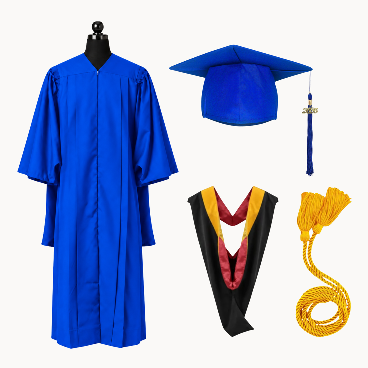 Premium Matte Fluted Master Graduation Package | Gown, Cap, Tassel, Hood & Honor Cord