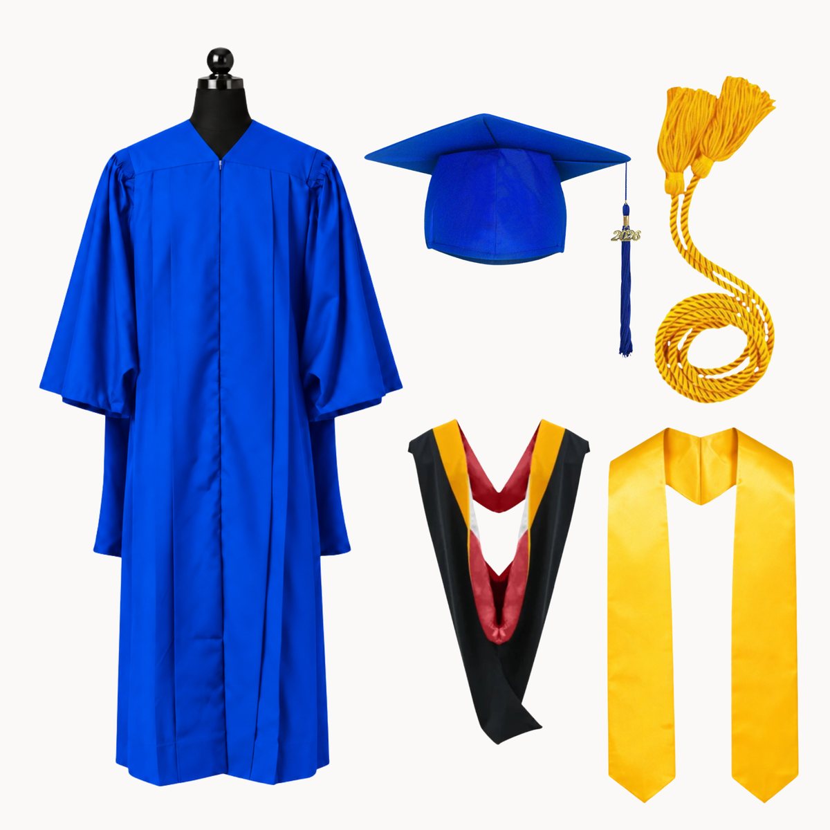 Premium Matte Fluted Master Graduation Package | Gown, Cap, Tassel, Hood, Stoles & Honor Cord